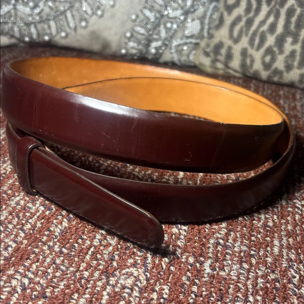 Martin Dingman Men’s Leather Belt silver buckle red brown soft classic office 42